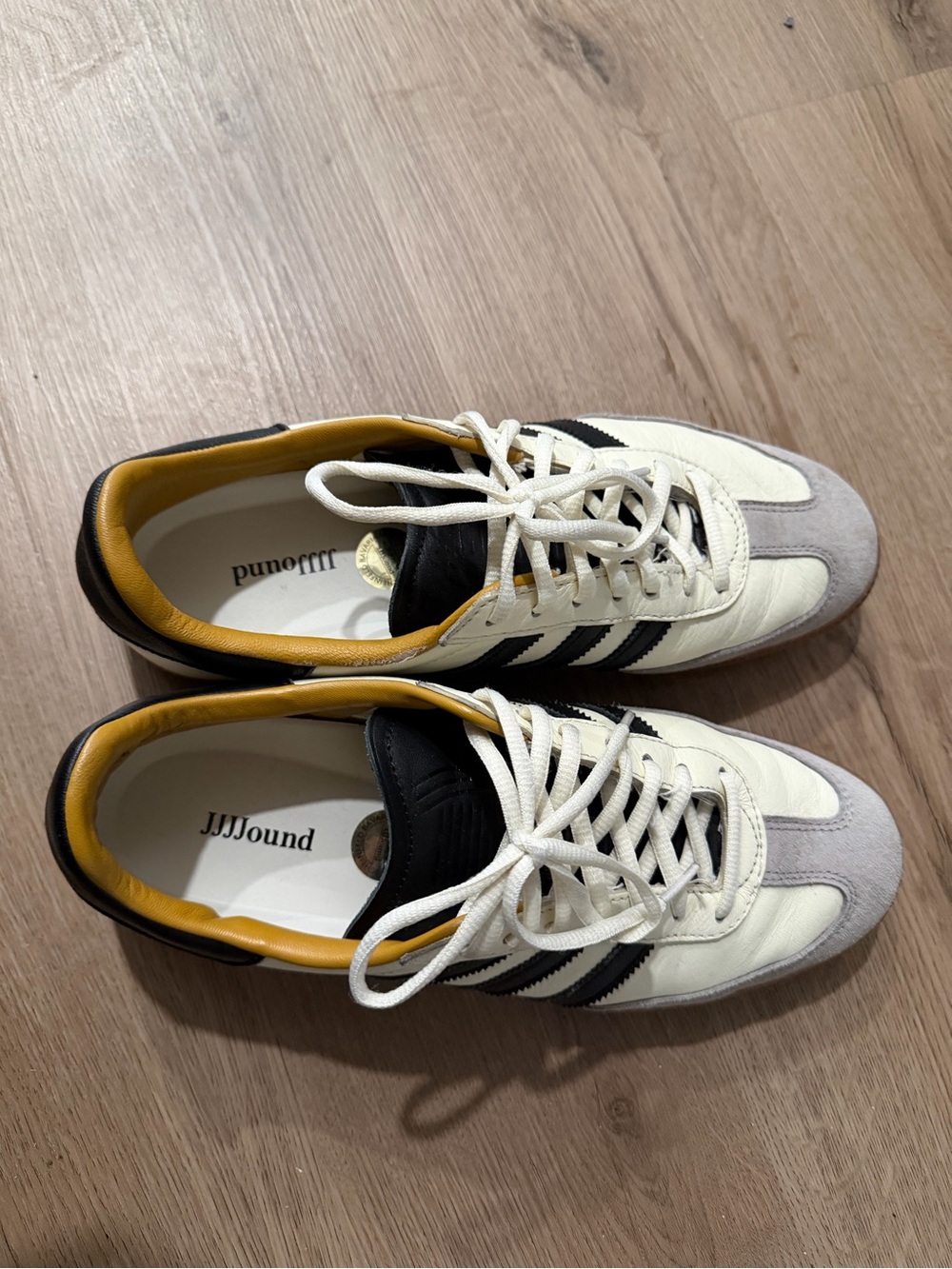 JJJJound x Adidas-Inspired Men's Cream, Black & Grey Retro Sneakers